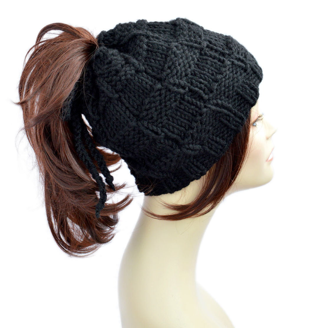 Knit ponytail hat pattern women from StopFrost. Check out our best selling downloadable knitting pattern of transformer hat or hat scarf. This knit ponytail hat pattern is easy to follow, knitted on circular needles or with a set of double pointed needles.