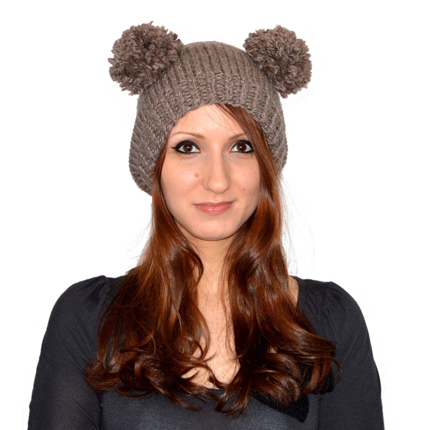 Bear Ear Beanie or Womens Double Pom Pom Hat Bear Ears Hat Custom Winter Hat