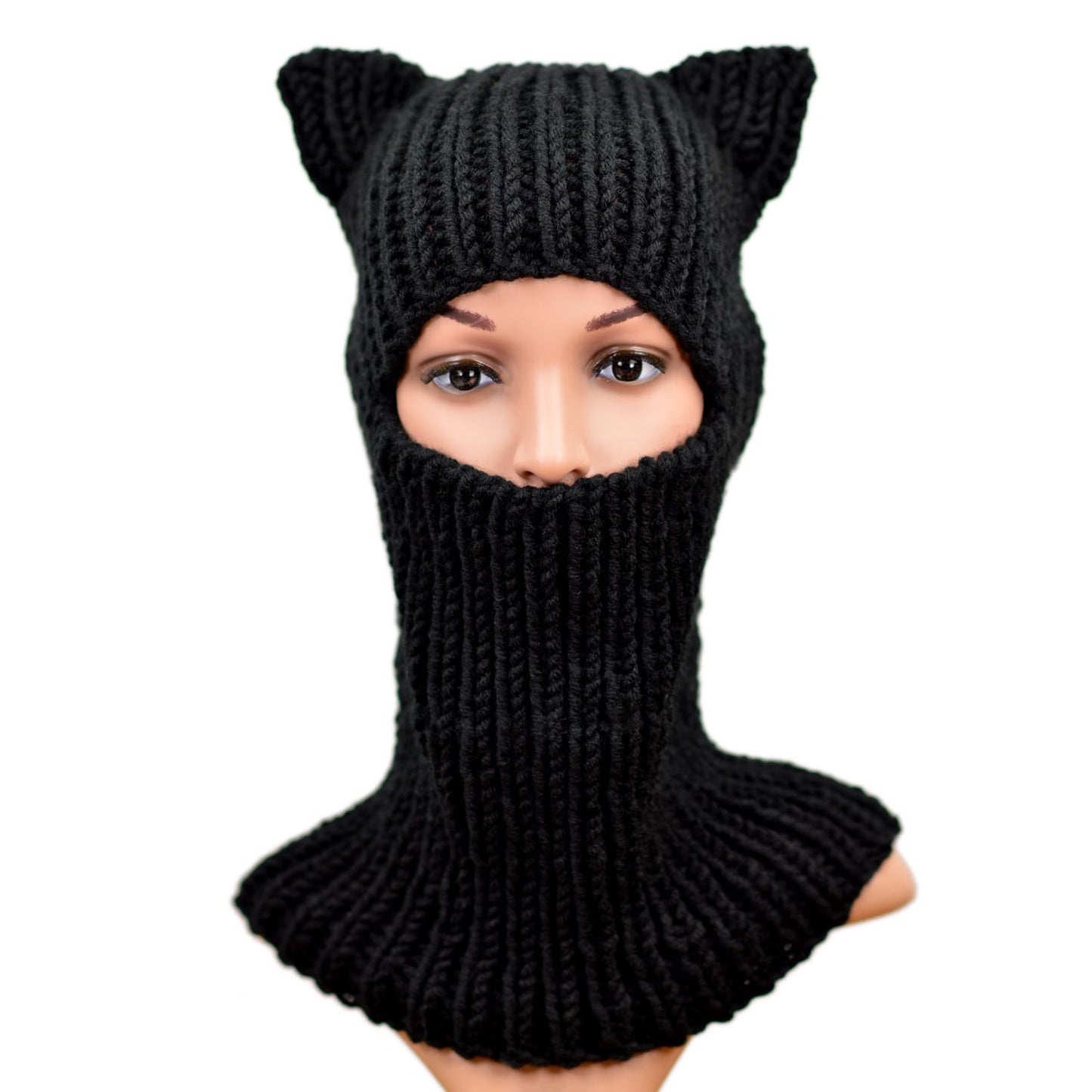 Black Cat Ear Balaclava Cat Ear Beanie Cat Ski Mask Cat Ear Hat Cat Hood Hat