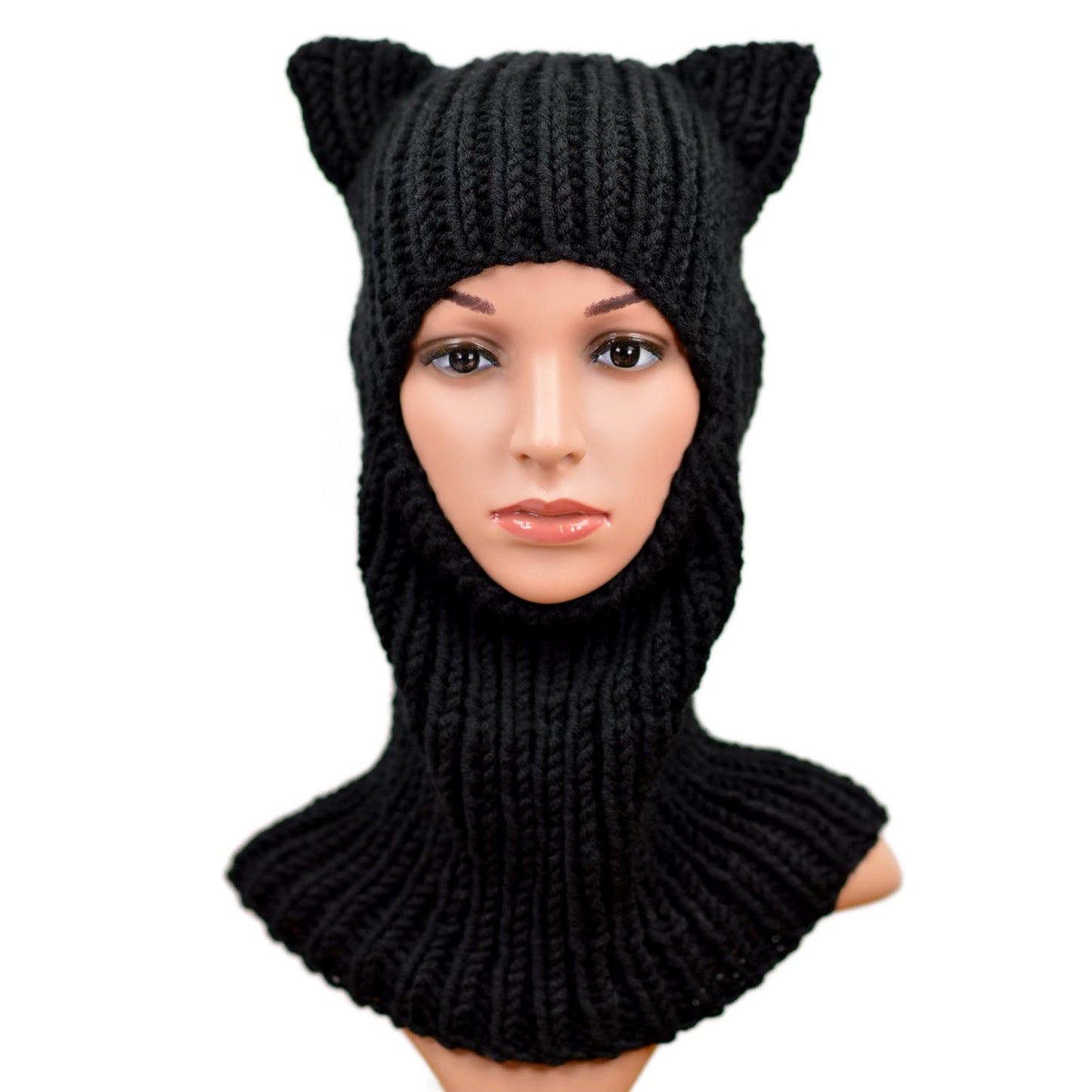 Black Cat Ear Balaclava Cat Ear Beanie Cat Ski Mask Cat Ear Hat Cat Hood Hat