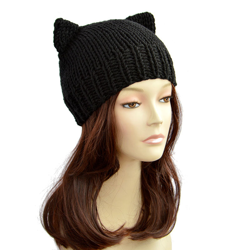 Cat Ear Beanie Hand Knitted Cat Hat with Cat Ears Hand Knitted Cat Beanie