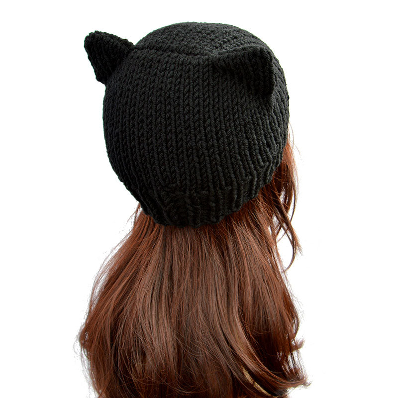 Cat Ear Beanie Hand Knitted Cat Hat with Cat Ears Hand Knitted Cat Beanie