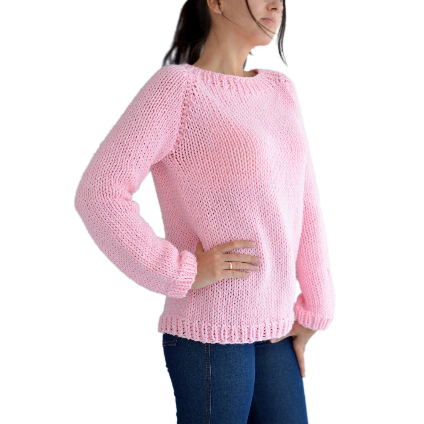 Easy Oversized Sweater KNITTING PATTERN Pink Kawaii Clothing Pullover Jumper