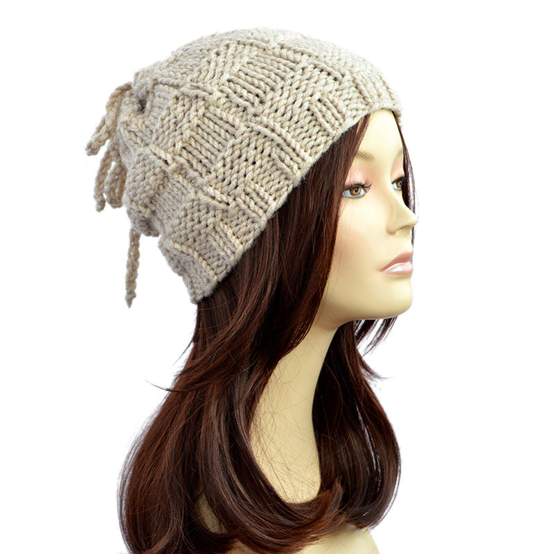 Hand Knitted Ponytail Hat Scarf Ponytail Beanie Womens Hat With Hole For Ponytail