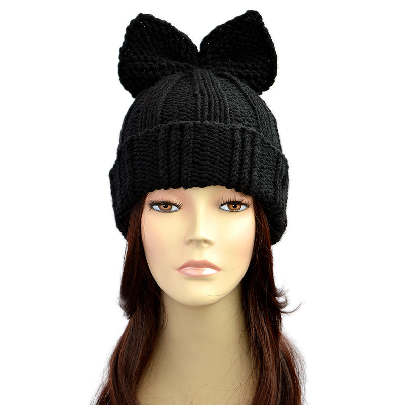 Knit Hat With Bow Womens Bow Hat Beanie Bonnet Femme Winter Hat