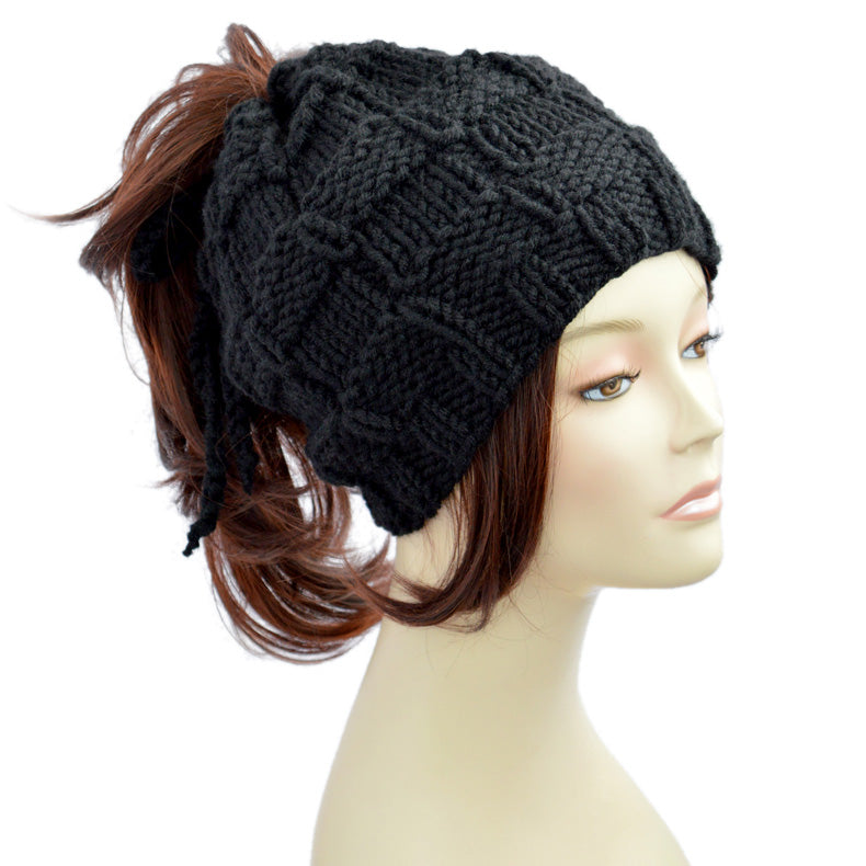 Knit Ponytail Hat Pattern Women Downloadable KNITTING PATTERN