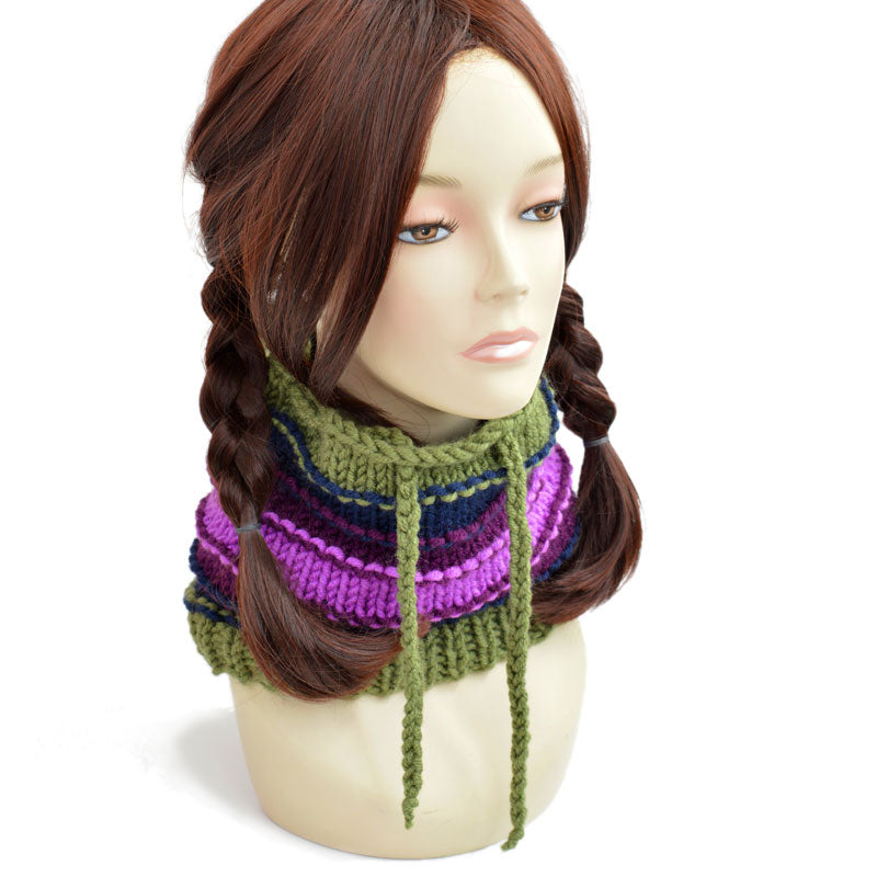 Knitted Ponytail Hat Scarf Colorful Men's Women's Ponytail Beanie Hole Hat