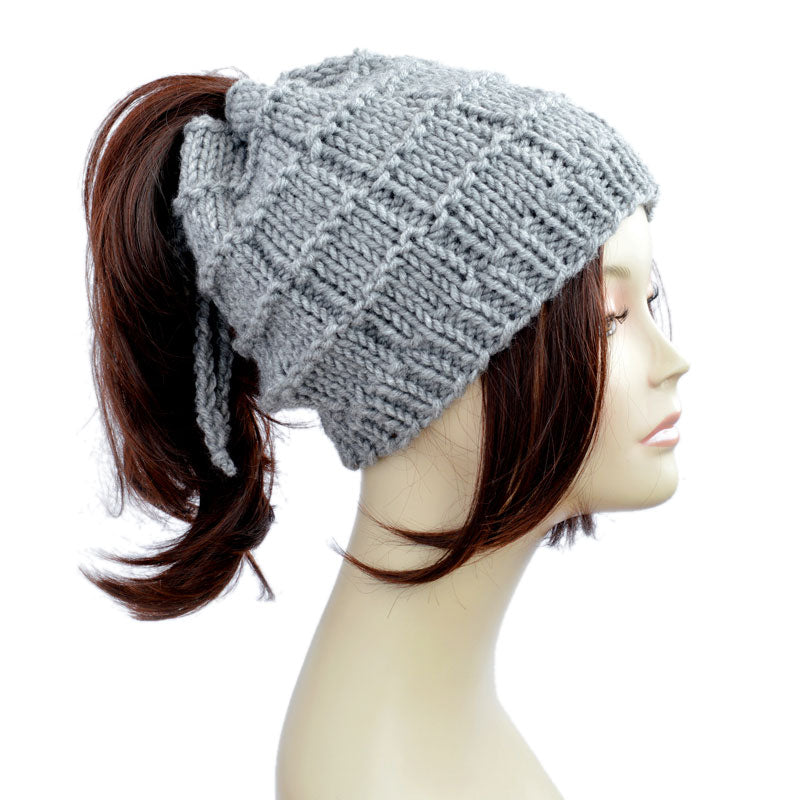 Ponytail Hat Beanie With Ponytail Hole Bonnet Femme Knitted Hole Hat