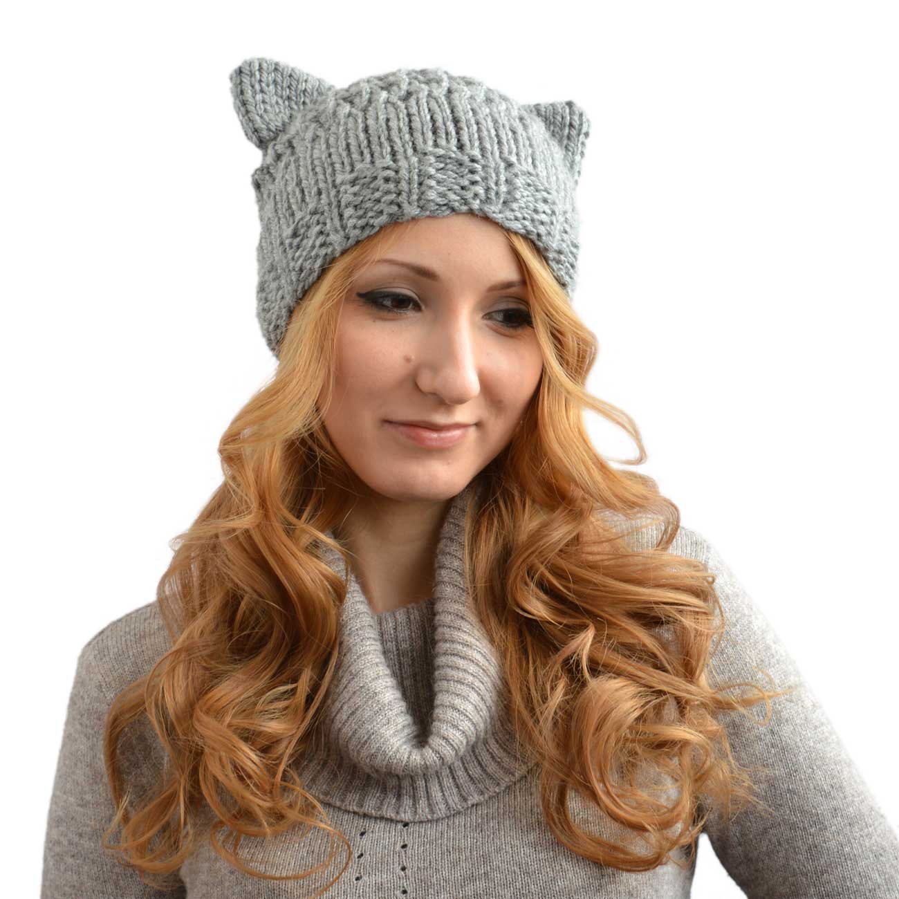 Summer Beanie With Cat Ears Ventilated Hat With Holes Knitted Hat With Cat Ears