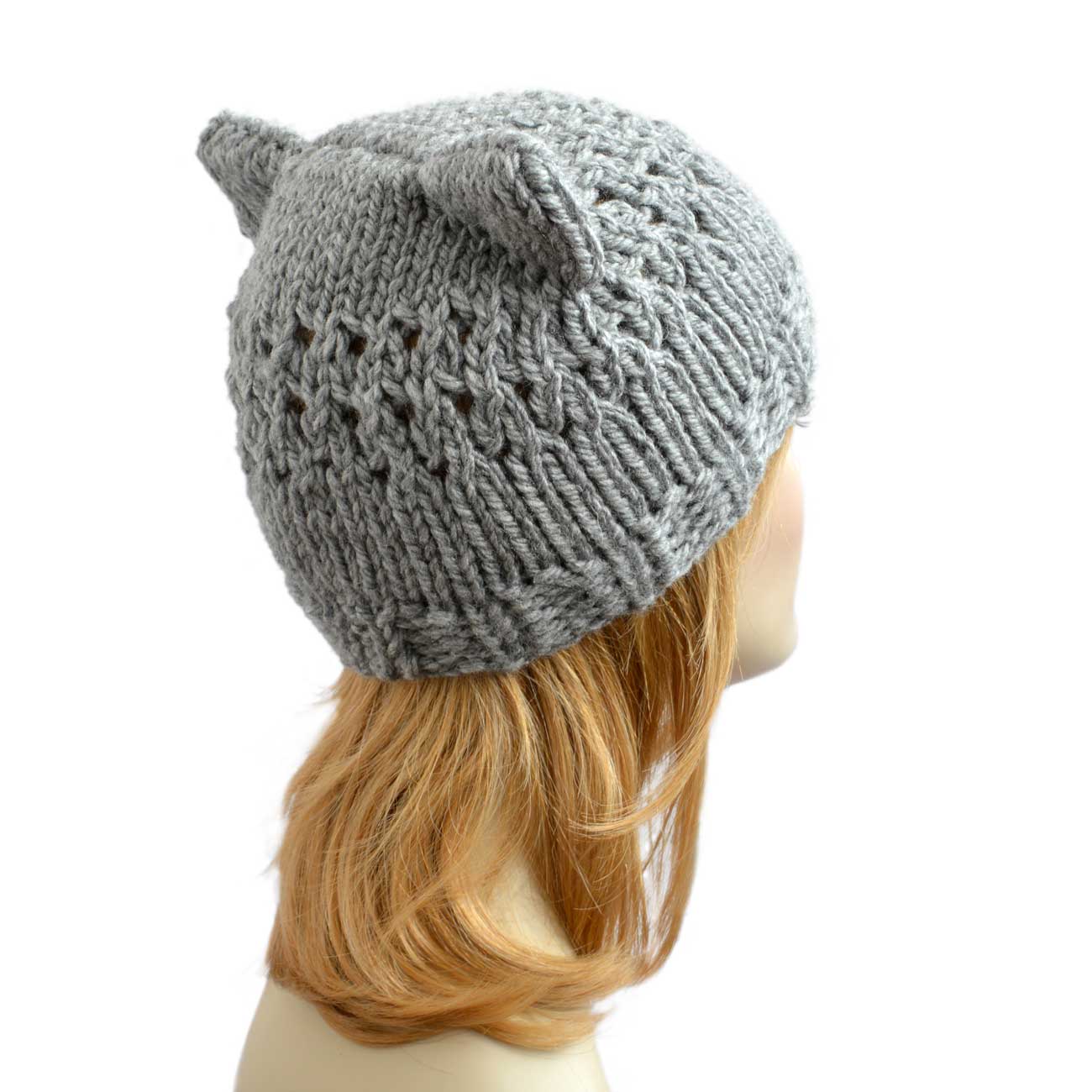 Summer Beanie With Cat Ears Ventilated Hat With Holes Knitted Hat With Cat Ears